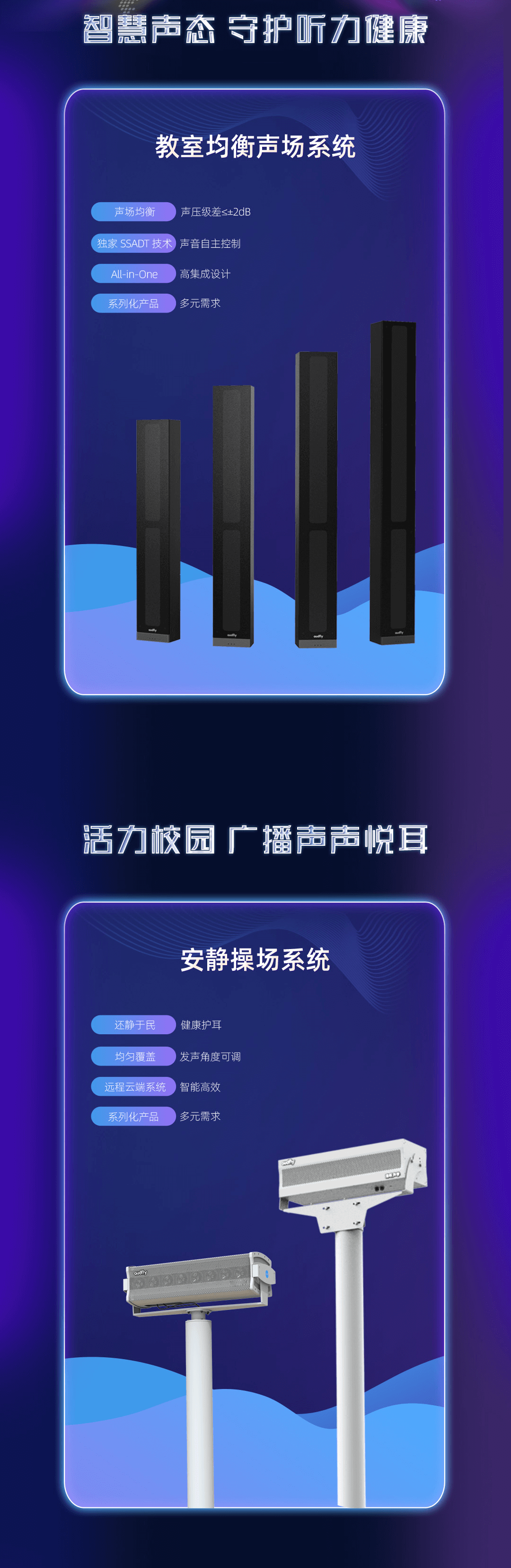 操場定向音箱，教室音響均衡擴聲