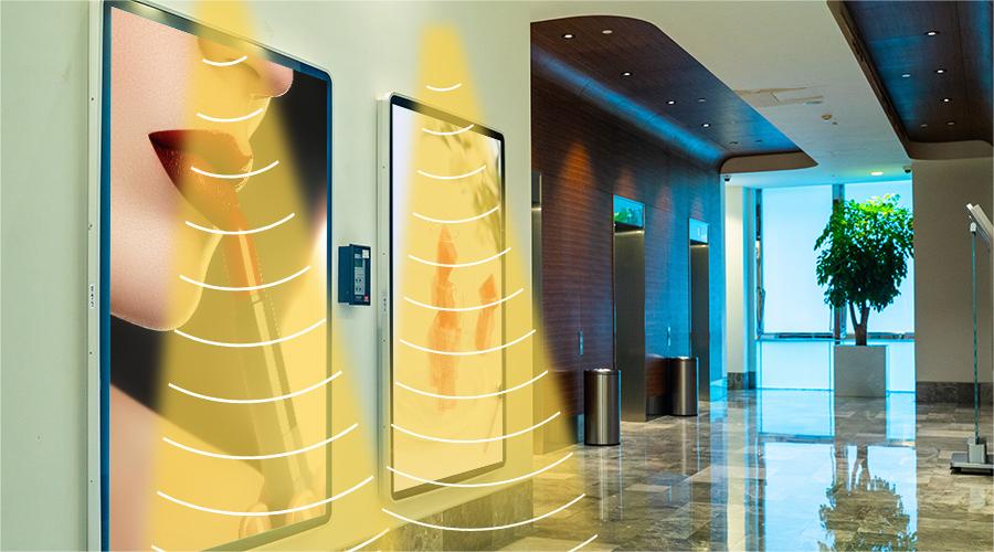 數字廣告標牌定向音響，定向發聲示意圖